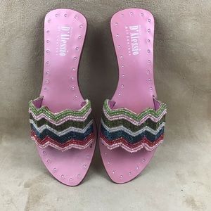 Moda D’Alessio Italy Size 7 Leather beaded slide